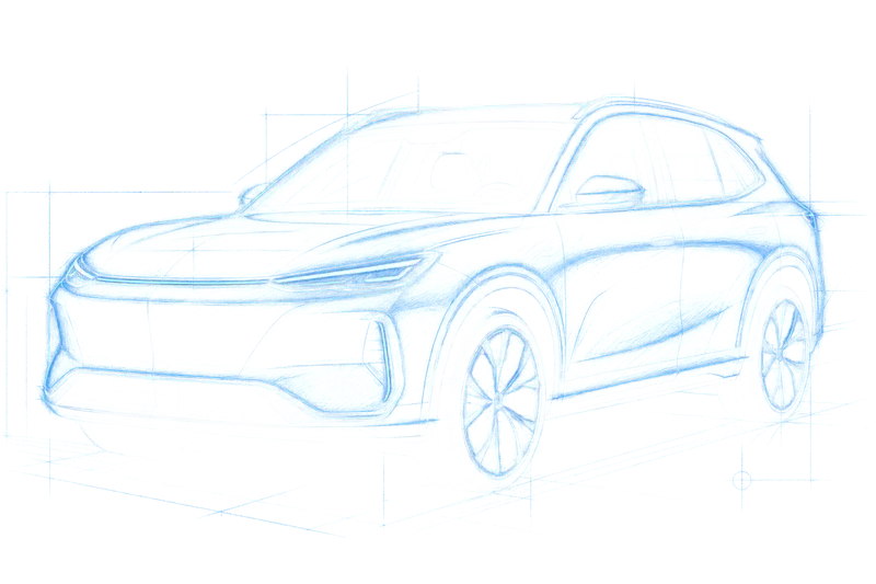 Geely Galaxy E5 - набросок машины
